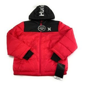 Hurley Youth Boy's Siren Red Full Zip Winter Puffer Jacket Size Medium